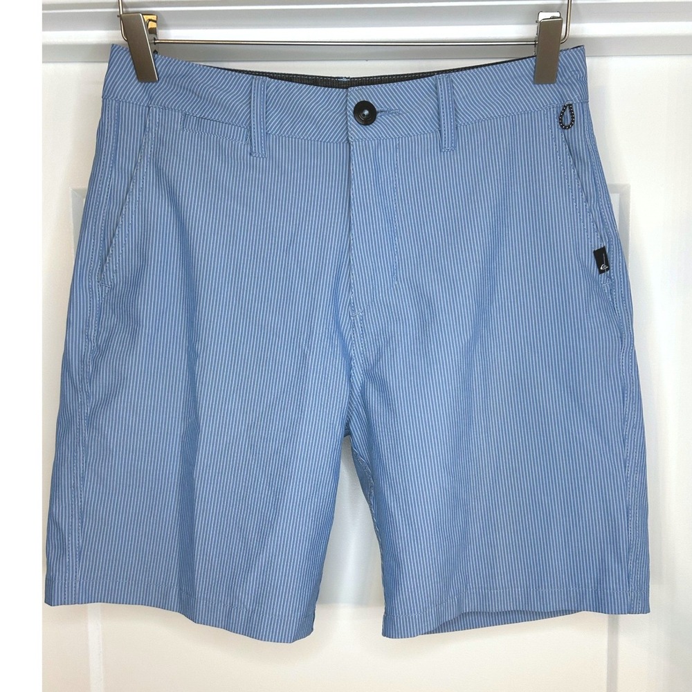 Quiksilver Amphibian Hybrid Shorts Mens 28 Blue White Pinstripe Walkshorts 28W